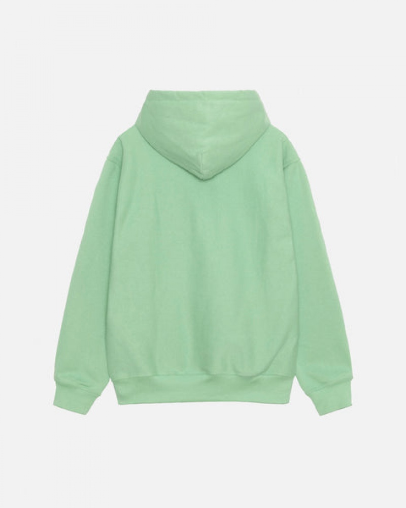 Men's Stussy Stock Logo Hood Sweatshirts Green Ireland | UWE-0388