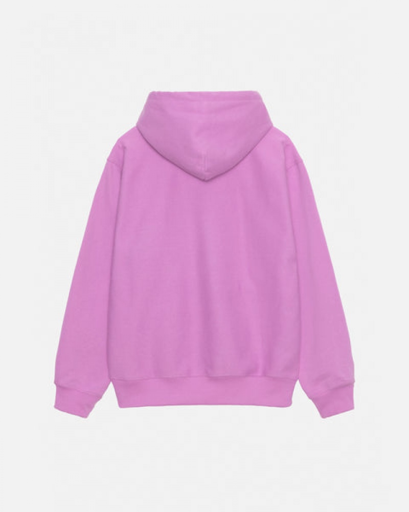 Men's Stussy Stock Logo Hood Sweatshirts Purple Ireland | IJH-3345