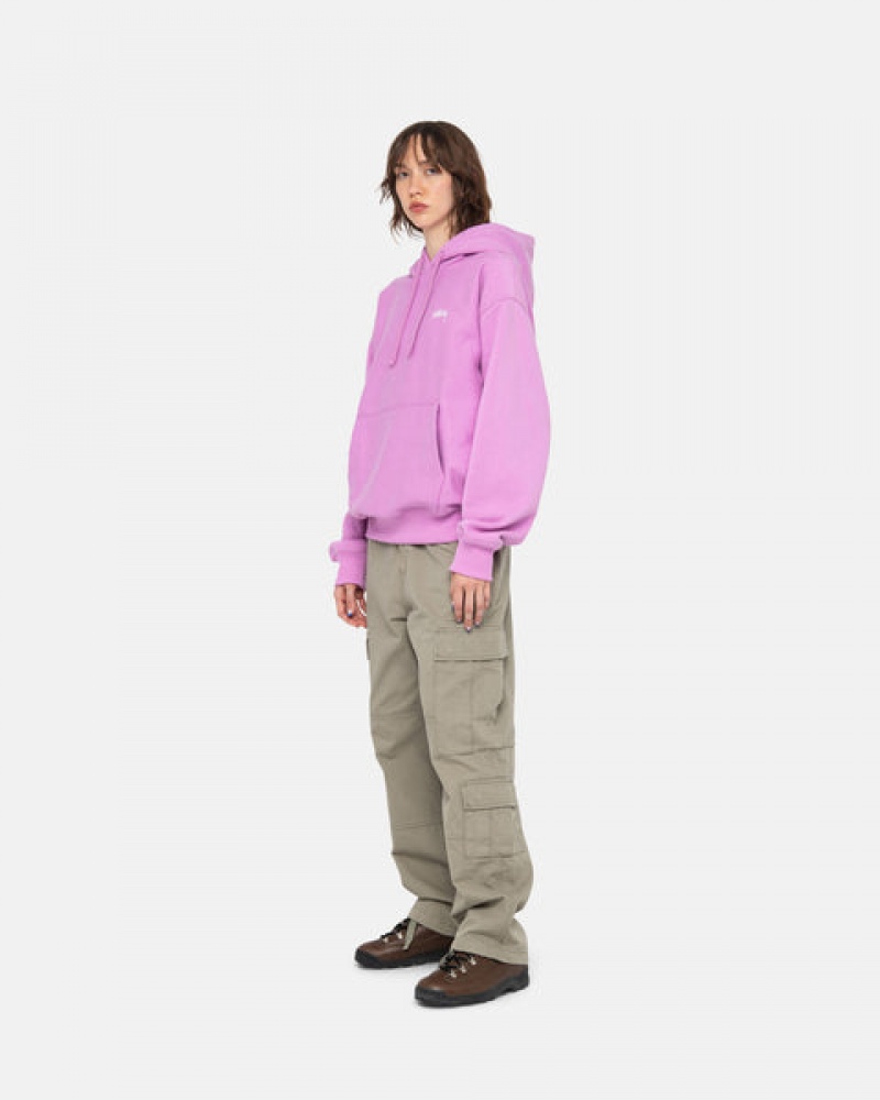 Men's Stussy Stock Logo Hood Sweatshirts Purple Ireland | IJH-3345