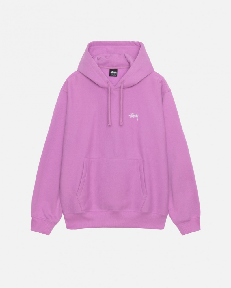 Men\'s Stussy Stock Logo Hood Sweatshirts Purple Ireland | IJH-3345