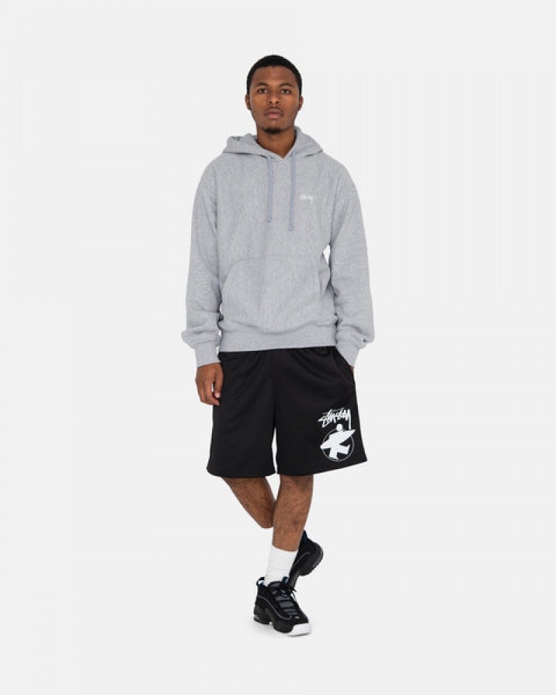 Men's Stussy Stock Logo Hoodie Grey Ireland | JCL-7910