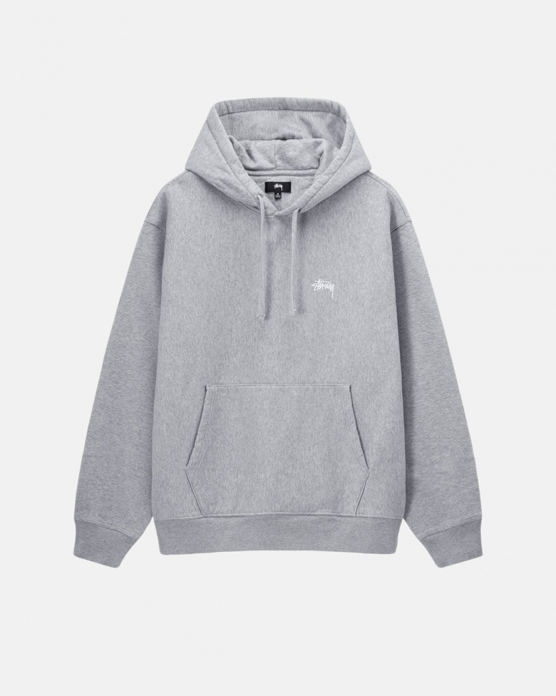 Men\'s Stussy Stock Logo Hoodie Grey Ireland | JCL-7910