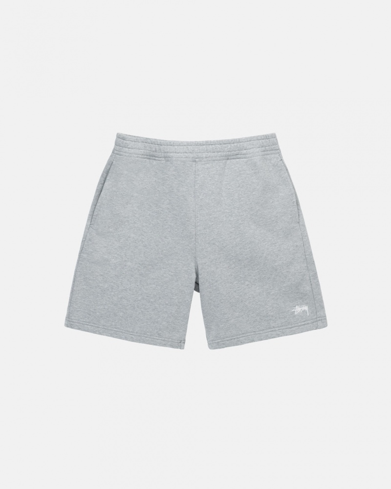 Men\'s Stussy Stock Logo Sweat Shorts Grey Ireland | UOI-1174