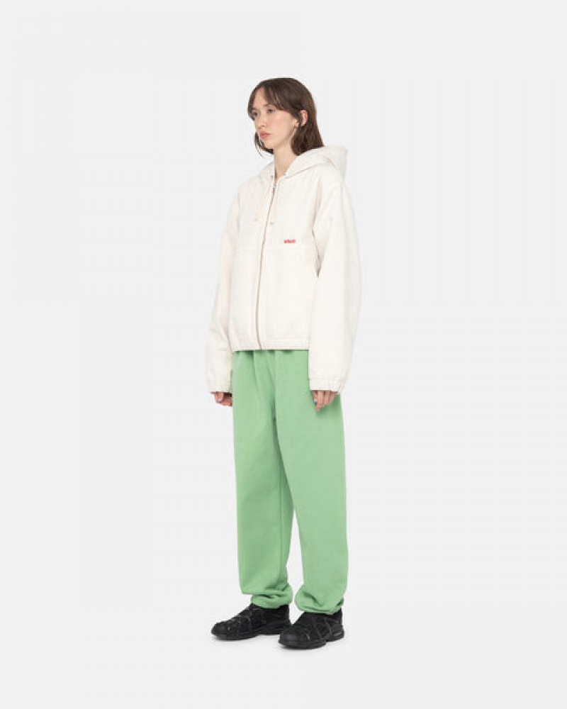 Men's Stussy Stock Logo Sweatpants Green Ireland | CFN-4106