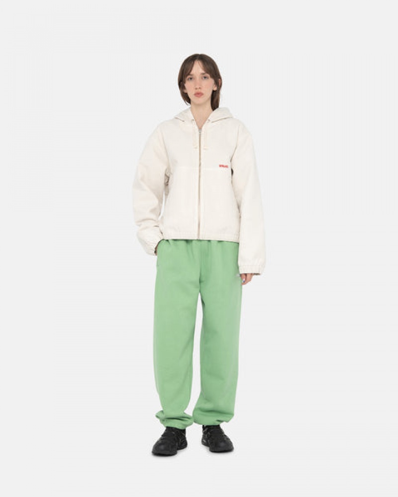 Men's Stussy Stock Logo Sweatpants Green Ireland | CFN-4106