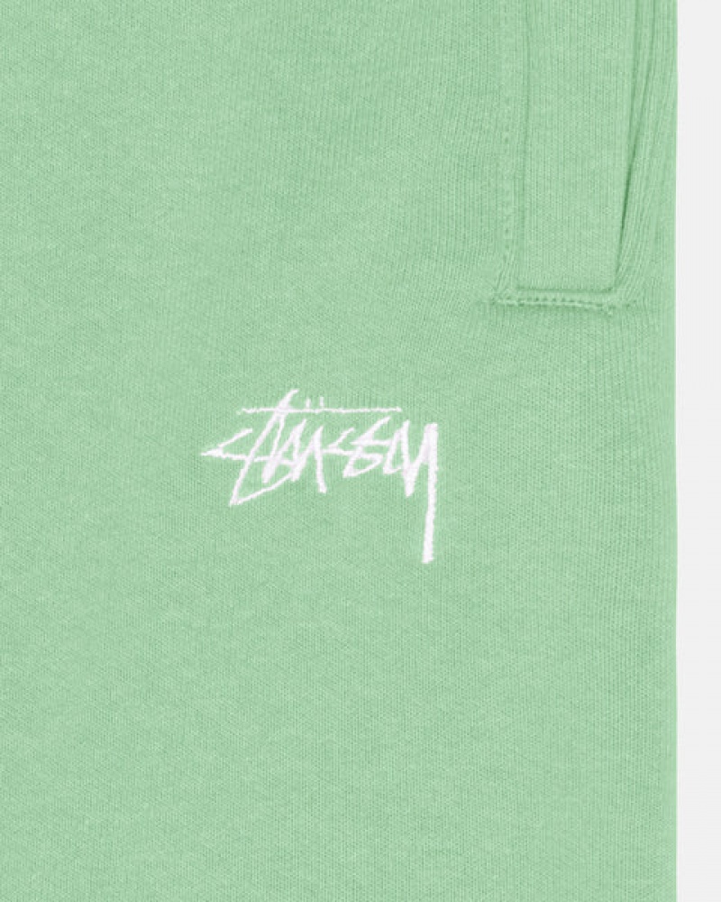 Men's Stussy Stock Logo Sweatpants Green Ireland | CFN-4106