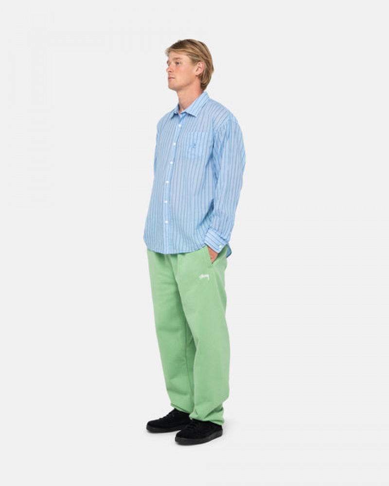 Men's Stussy Stock Logo Sweatpants Green Ireland | CFN-4106