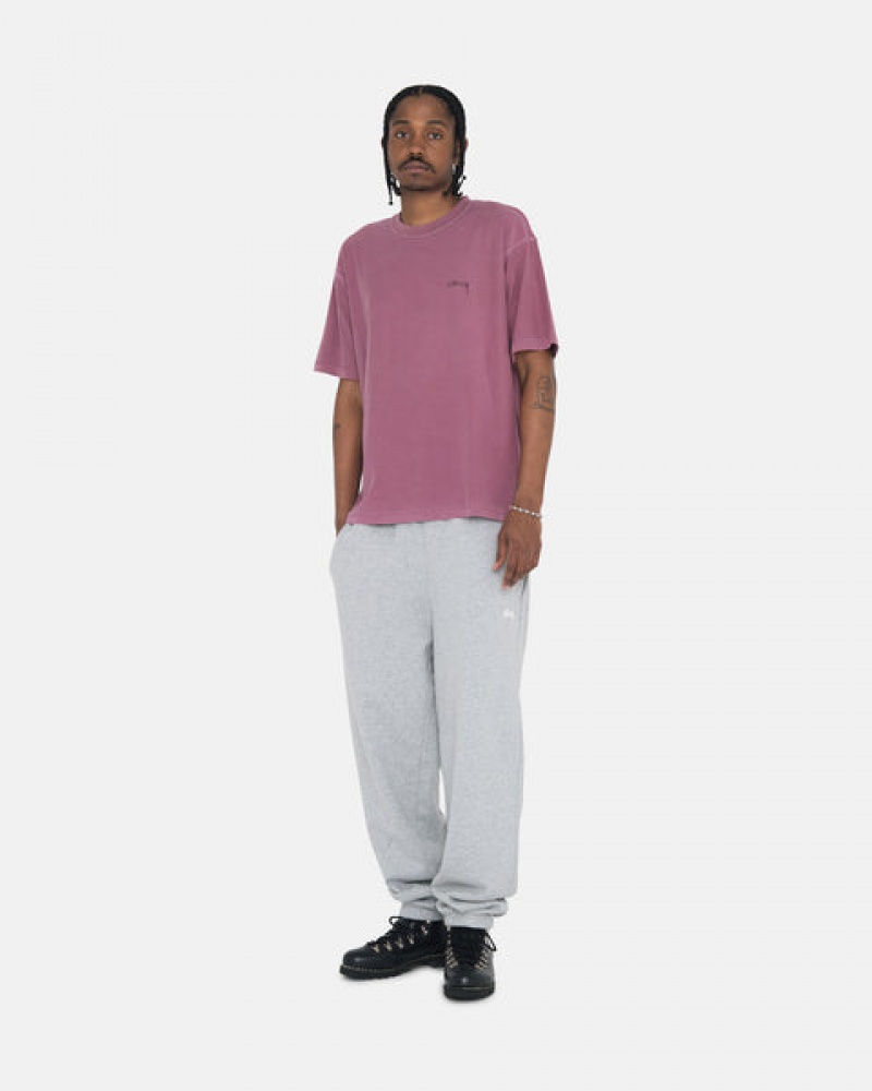 Men's Stussy Stock Logo Sweatpants Grey Ireland | XVI-6899