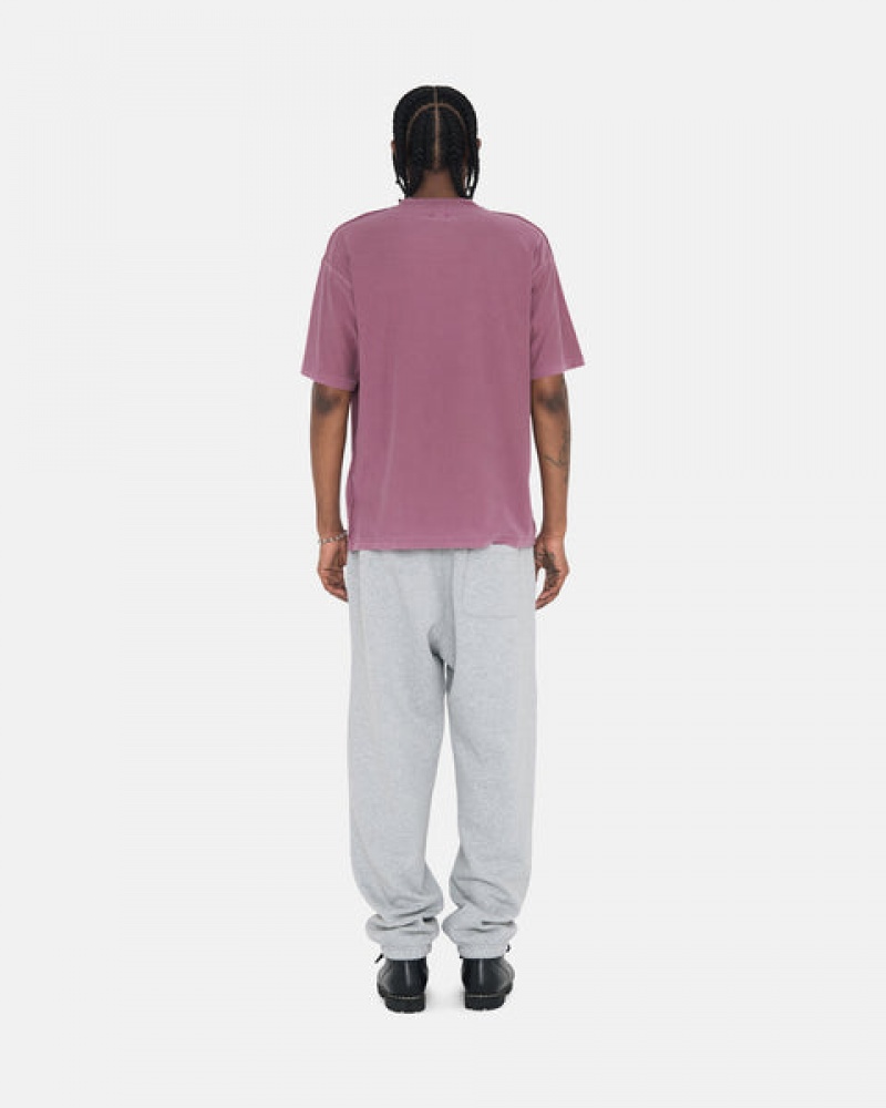 Men's Stussy Stock Logo Sweatpants Grey Ireland | XVI-6899