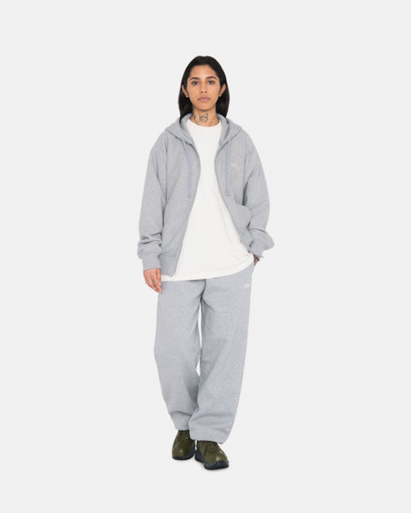 Men's Stussy Stock Logo Sweatpants Grey Ireland | XVI-6899