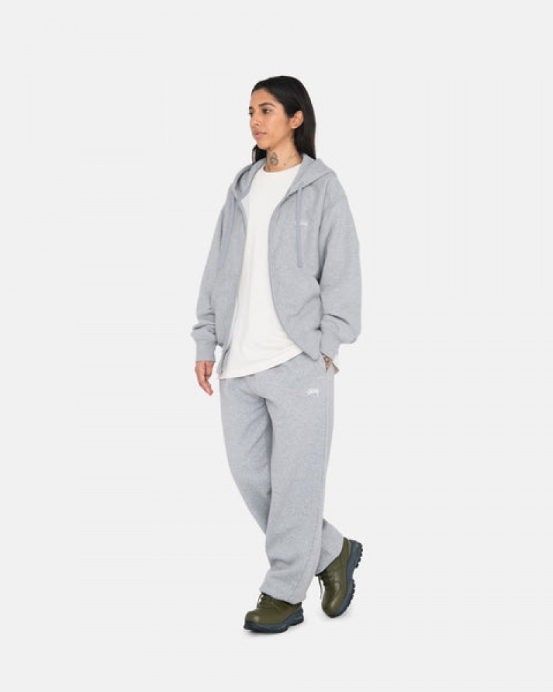 Men's Stussy Stock Logo Sweatpants Grey Ireland | XVI-6899