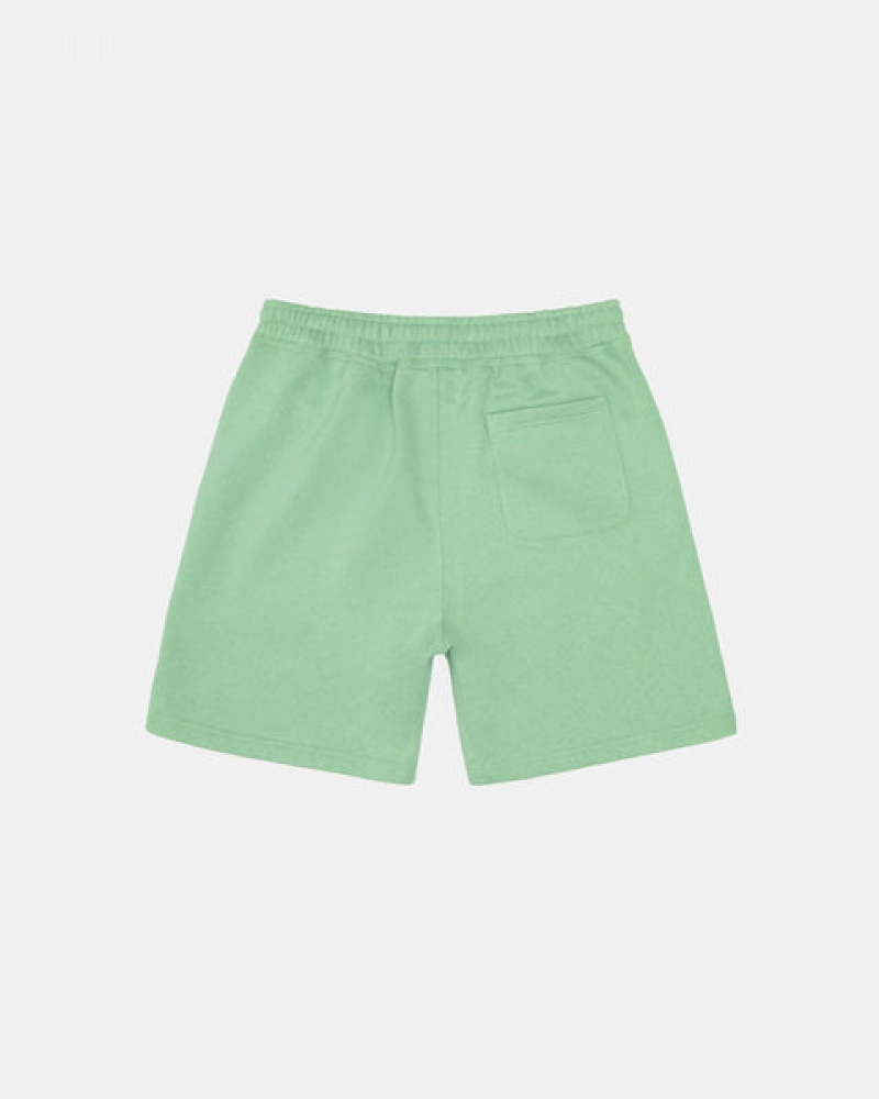 Men's Stussy Stock Logo Sweatshorts Green Ireland | INE-6638