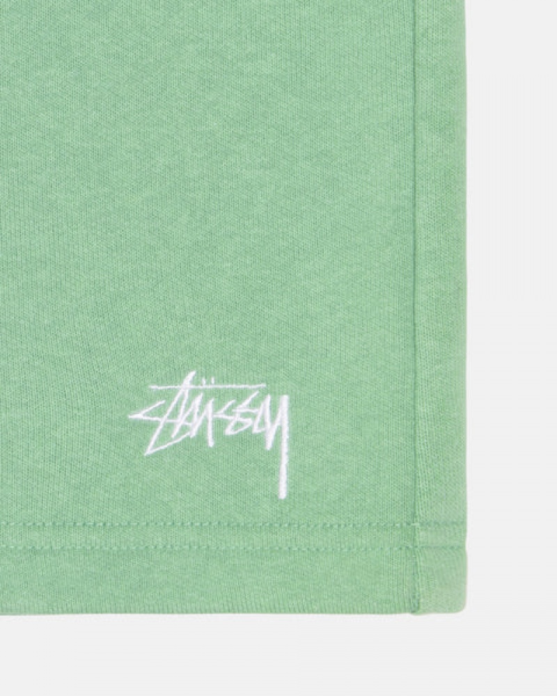 Men's Stussy Stock Logo Sweatshorts Green Ireland | INE-6638