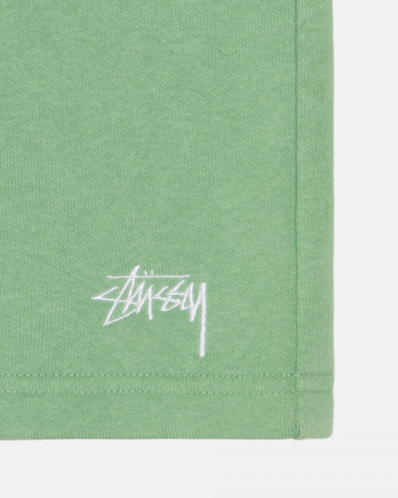 Men's Stussy Stock Logo Sweatshorts Green Ireland | INE-6638