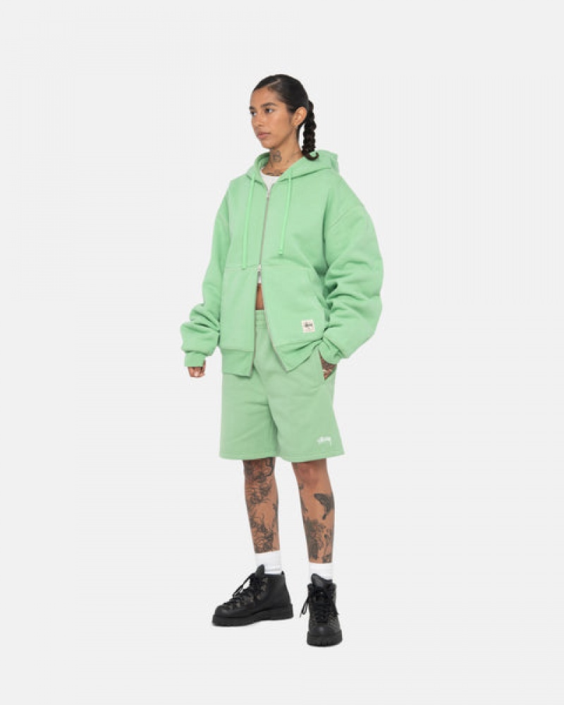 Men's Stussy Stock Logo Sweatshorts Green Ireland | INE-6638