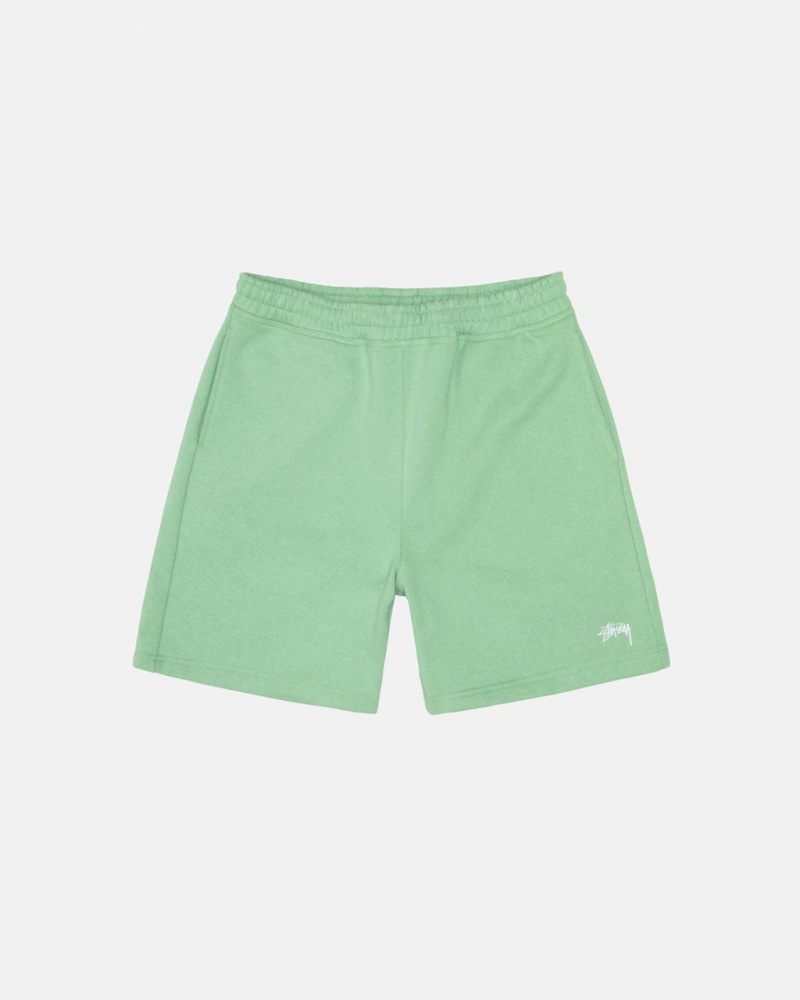 Men\'s Stussy Stock Logo Sweatshorts Green Ireland | INE-6638