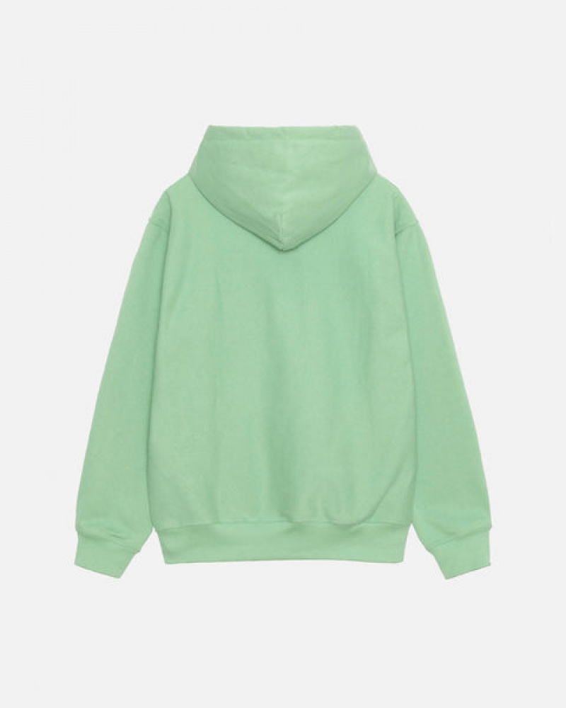 Men's Stussy Stock Logo Zip Hood Sweatshirts Green Ireland | ZZH-1223