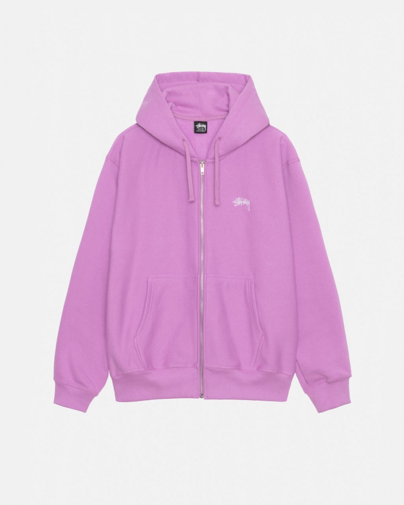 Men\'s Stussy Stock Logo Zip Hood Sweatshirts Purple Ireland | WNA-1611