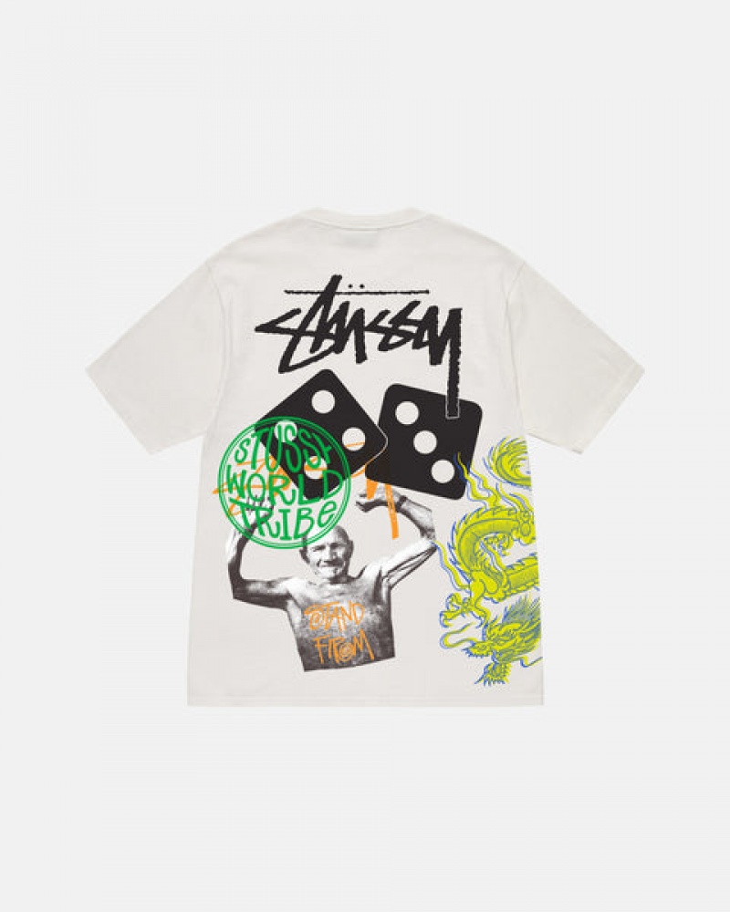 Men's Stussy Strike Pigment Dyed Tees Beige Ireland | RFF-6548