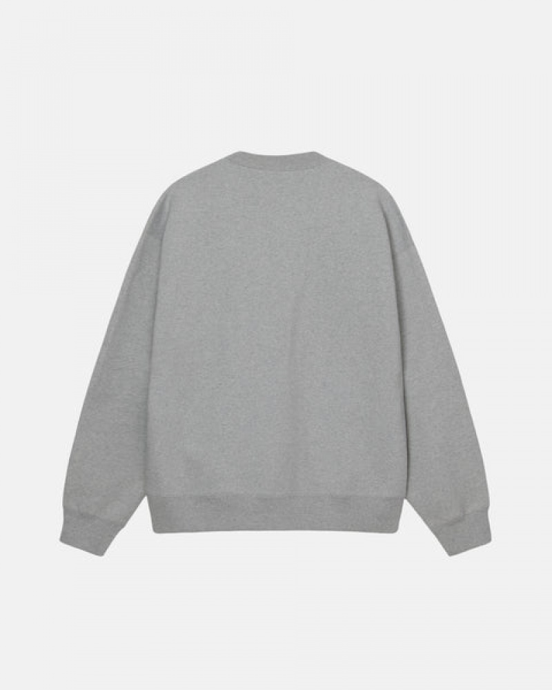 Men's Stussy Fleece Crew Sweatshirts Dark Grey Ireland | MRM-4891