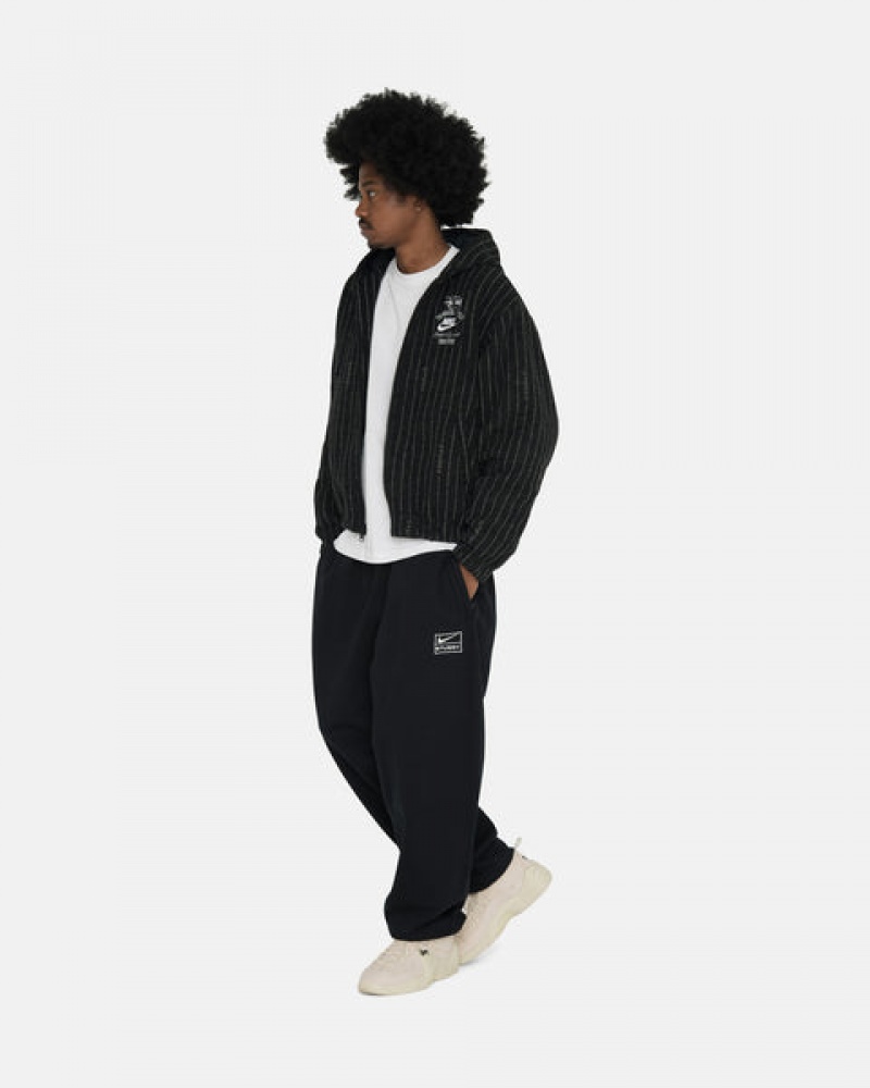 Men's Stussy Stone Wash Fleece Pant Sweatpants Black Ireland | YCT-0223