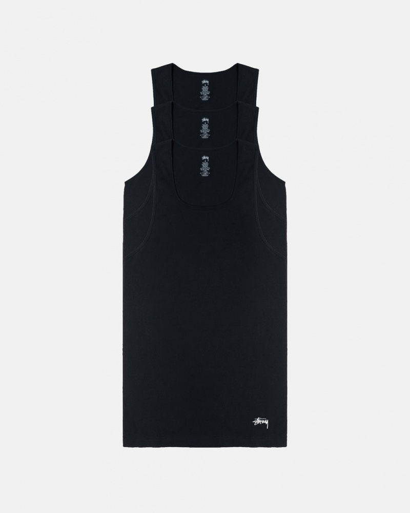 Men\'s Stussy Stussy Tank Undershirt Shirts Black Ireland | AIX-7570