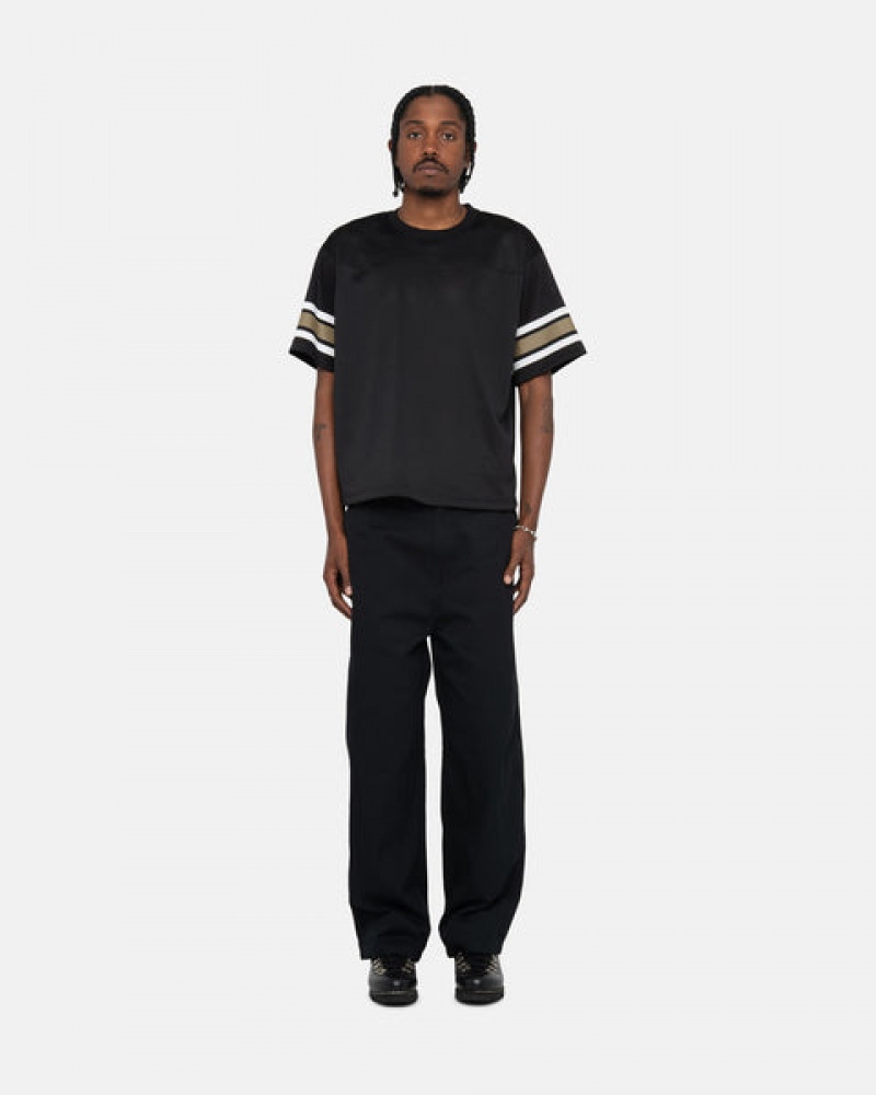 Men's Stussy Surfman Mesh Football Jersey Tops Black Ireland | WSJ-7102