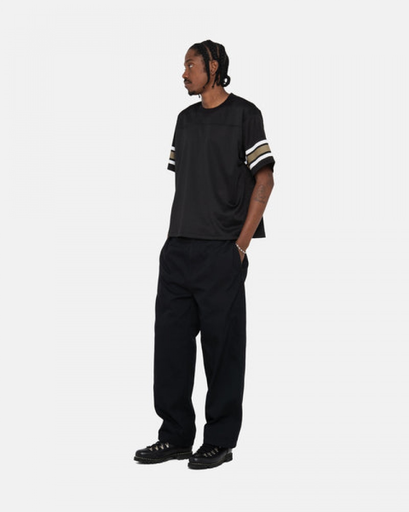 Men's Stussy Surfman Mesh Football Jersey Tops Black Ireland | WSJ-7102