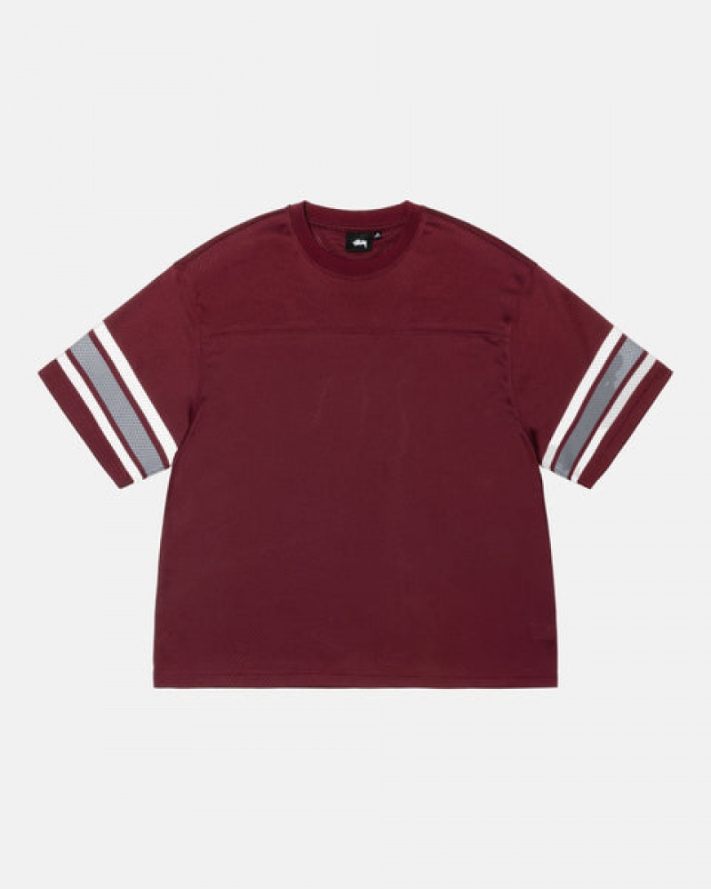 Men's Stussy Surfman Mesh Football Jersey Tops Burgundy Ireland | NDM-4563