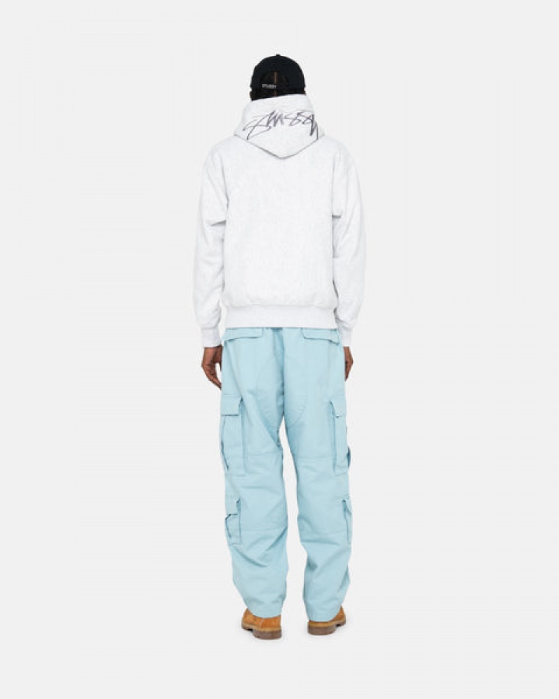 Men's Stussy Surplus Cargo Ripstop Pants Light Blue Ireland | UAK-7236