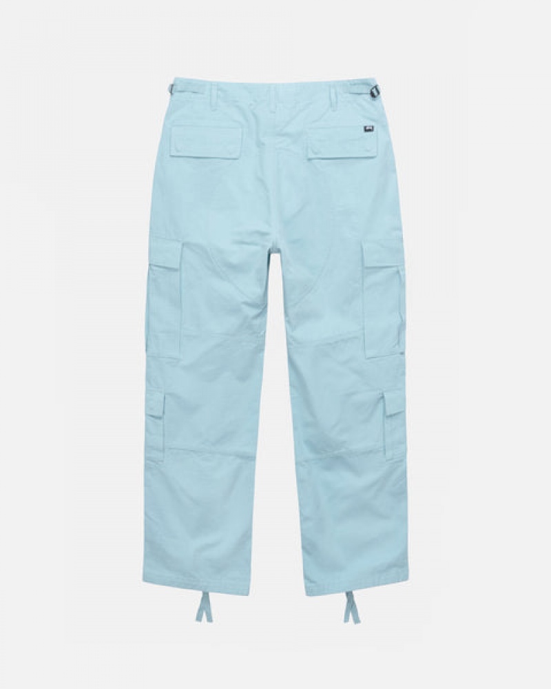 Men's Stussy Surplus Cargo Ripstop Pants Light Blue Ireland | UAK-7236