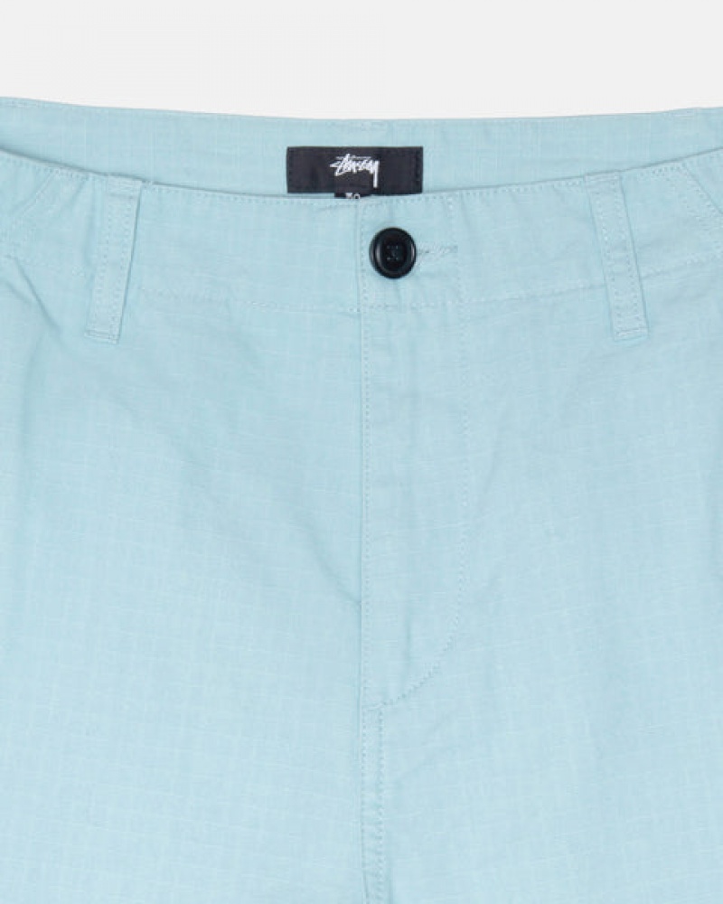 Men's Stussy Surplus Cargo Ripstop Pants Light Blue Ireland | UAK-7236