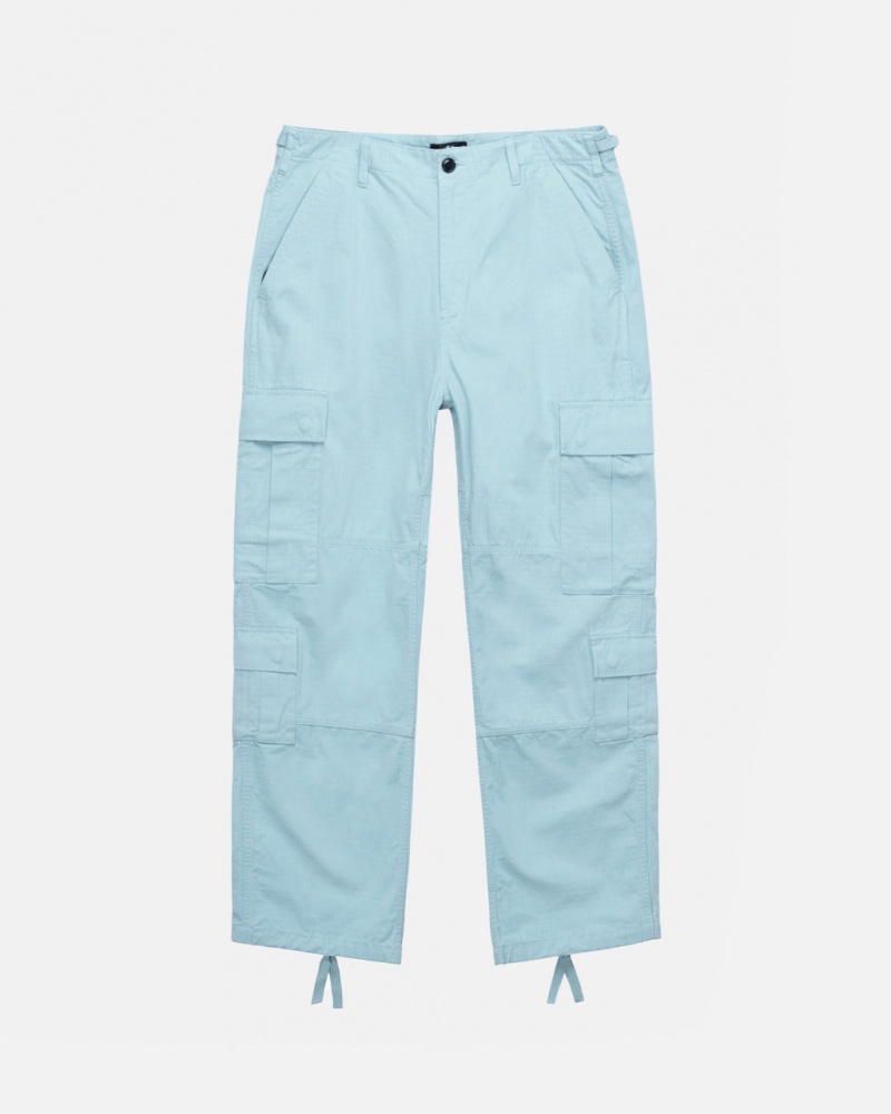 Men\'s Stussy Surplus Cargo Ripstop Pants Light Blue Ireland | UAK-7236