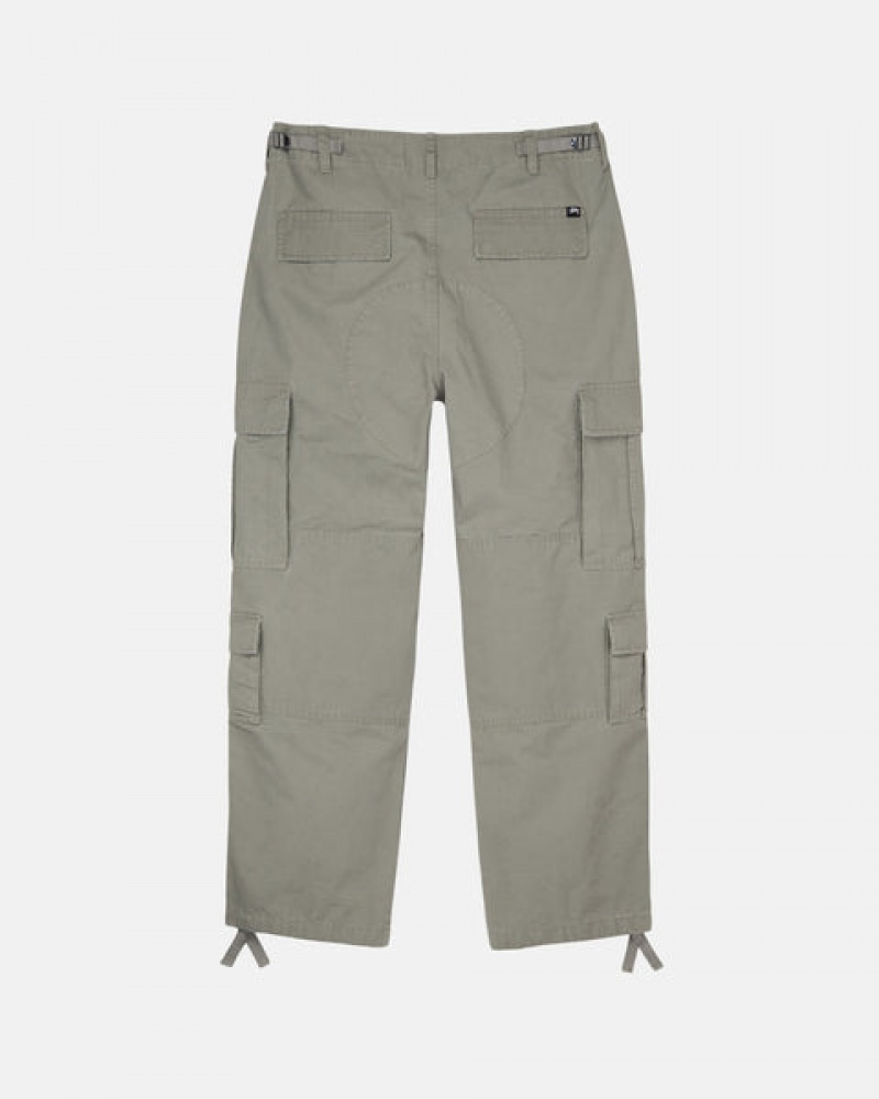 Men's Stussy Surplus Cargo Ripstop Pants Olive Ireland | GKJ-0294