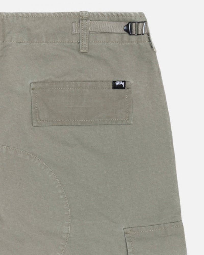 Men's Stussy Surplus Cargo Ripstop Pants Olive Ireland | GKJ-0294