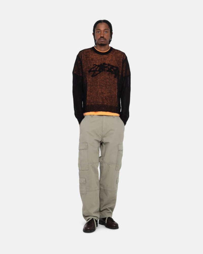 Men's Stussy Surplus Cargo Ripstop Pants Olive Ireland | GKJ-0294