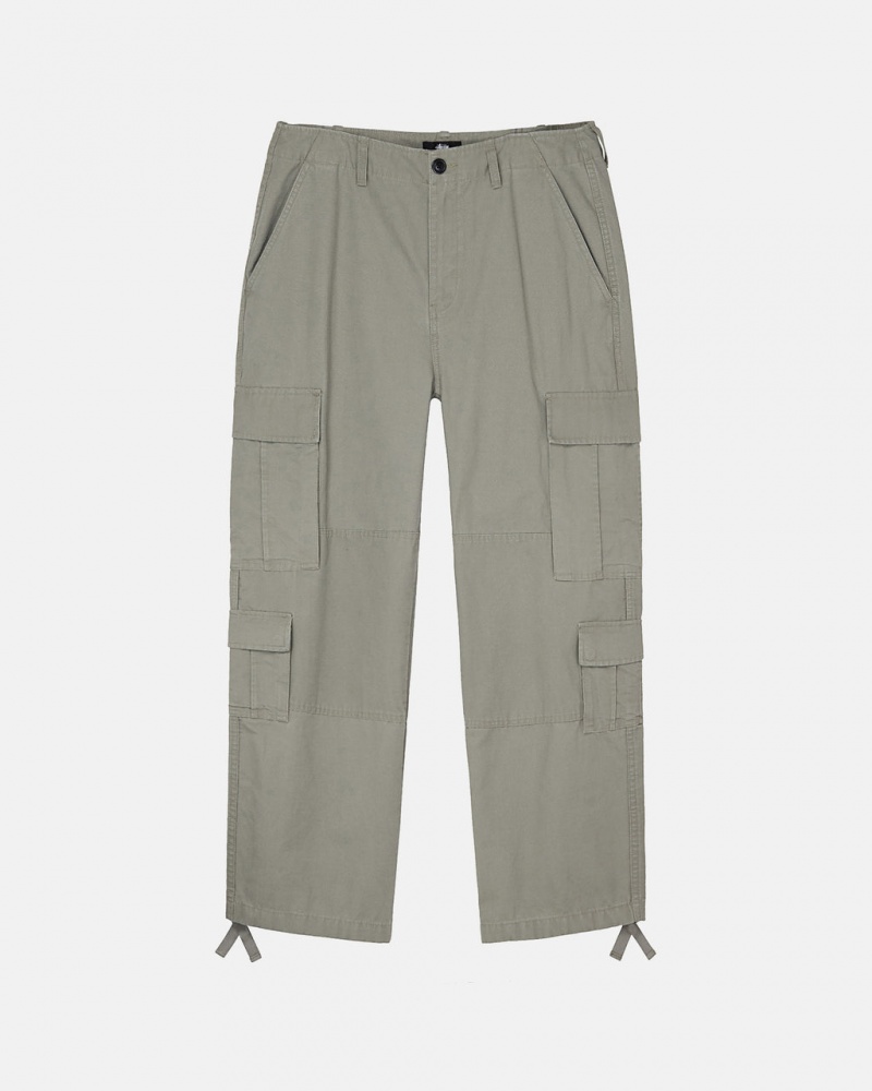 Men\'s Stussy Surplus Cargo Ripstop Pants Olive Ireland | GKJ-0294