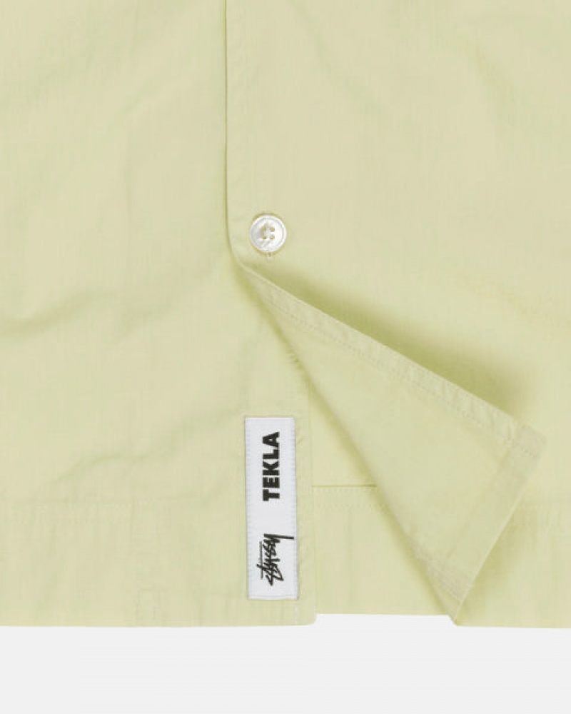 Men's Stussy Tekla Poplin Pyjama Shirts Light Green Ireland | MHN-3394