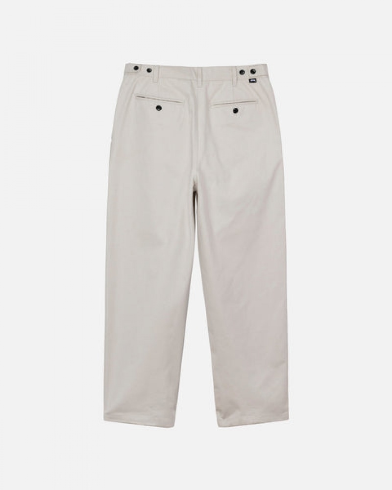 Men's Stussy Twill Volume Pleated Trouser Pants Beige Ireland | EXB-7627