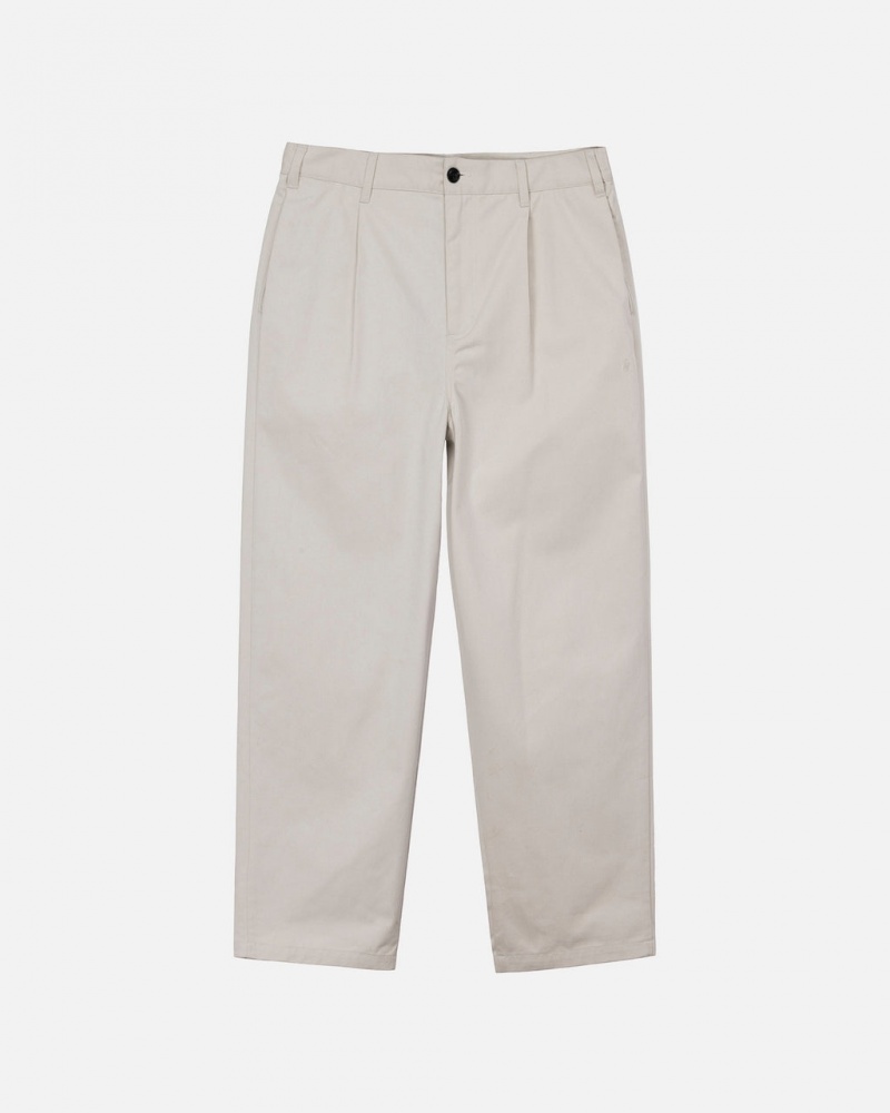 Men\'s Stussy Twill Volume Pleated Trouser Pants Beige Ireland | EXB-7627