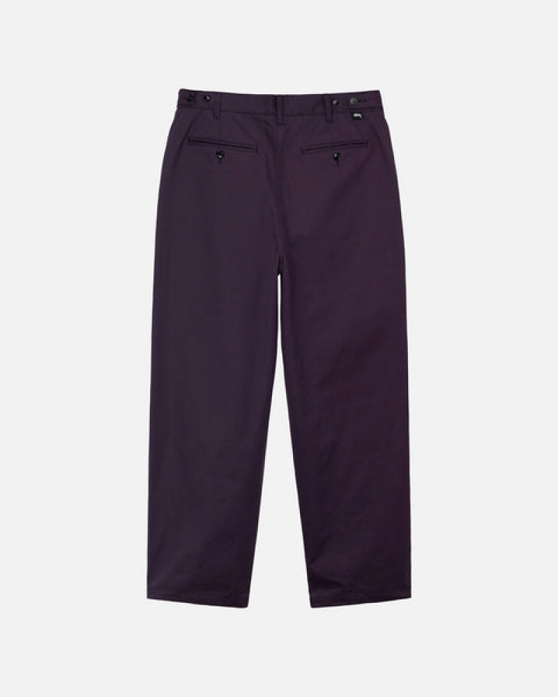 Men's Stussy Twill Volume Pleated Trouser Pants Purple Ireland | RBZ-5584