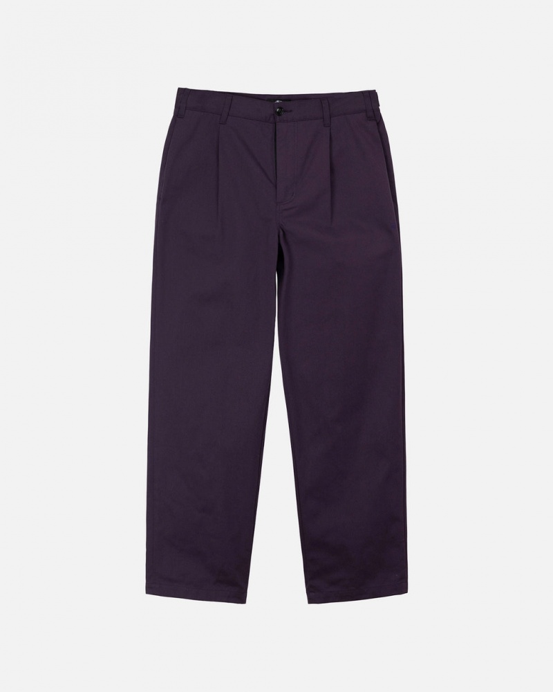 Men\'s Stussy Twill Volume Pleated Trouser Pants Purple Ireland | RBZ-5584