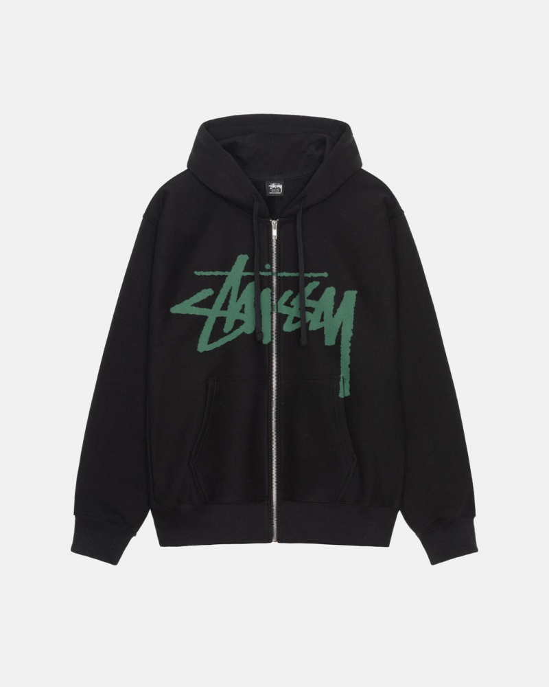 Men\'s Stussy Venus Zip Hood Sweatshirts Black Ireland | YKD-2766