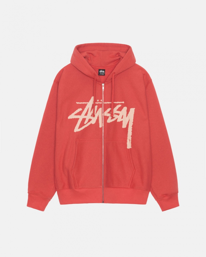 Men\'s Stussy Venus Zip Hood Sweatshirts Red Ireland | QKV-5887