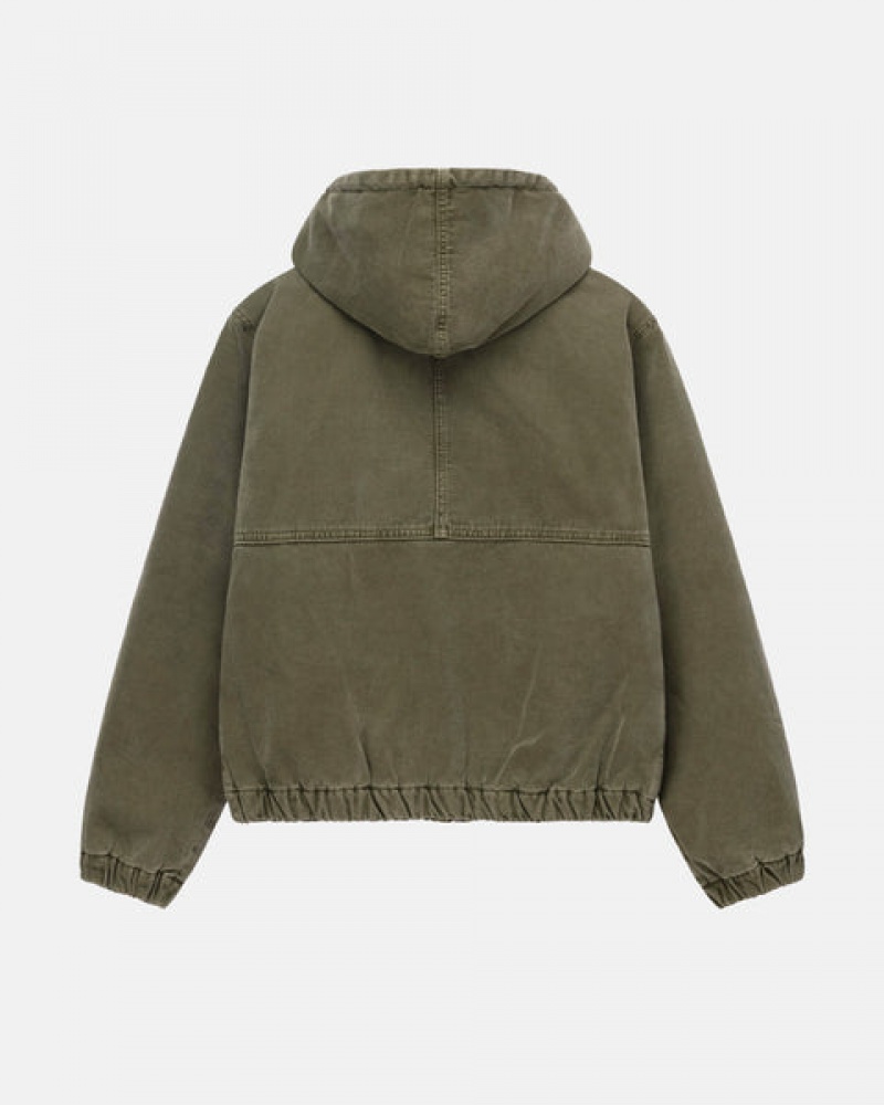 Men's Stussy Work Jacket Insulated Canvas Jackets Olive Ireland | BZT-5750