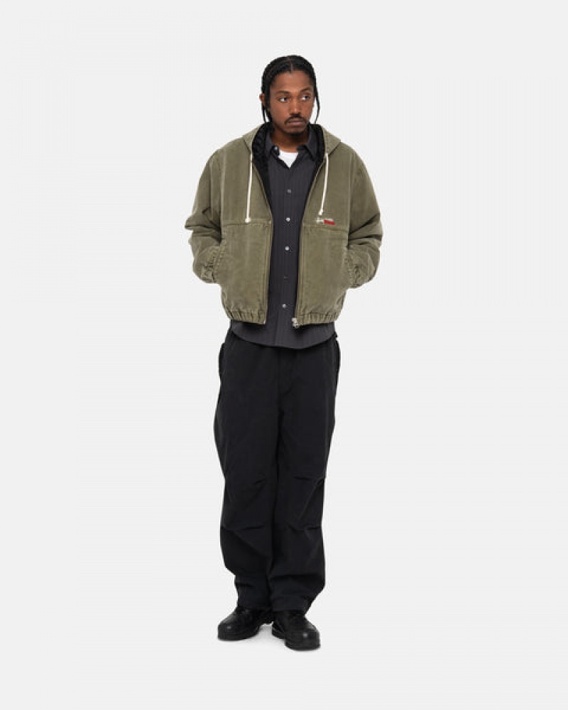 Men's Stussy Work Jacket Insulated Canvas Jackets Olive Ireland | BZT-5750