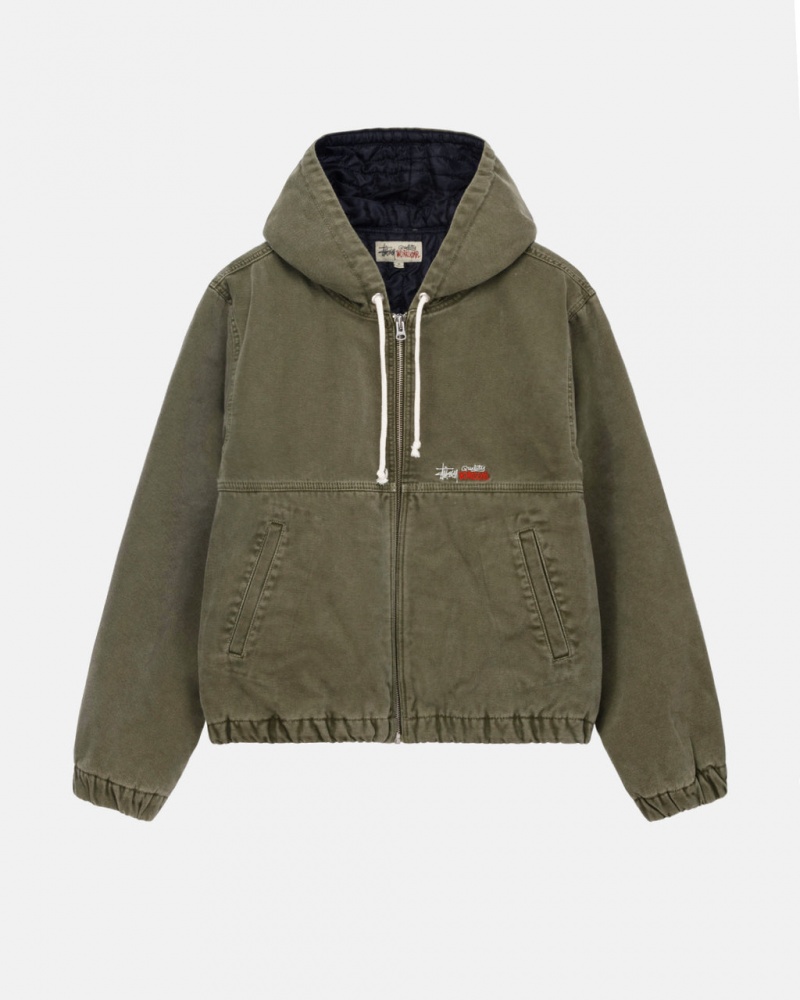 Men\'s Stussy Work Jacket Insulated Canvas Jackets Olive Ireland | BZT-5750