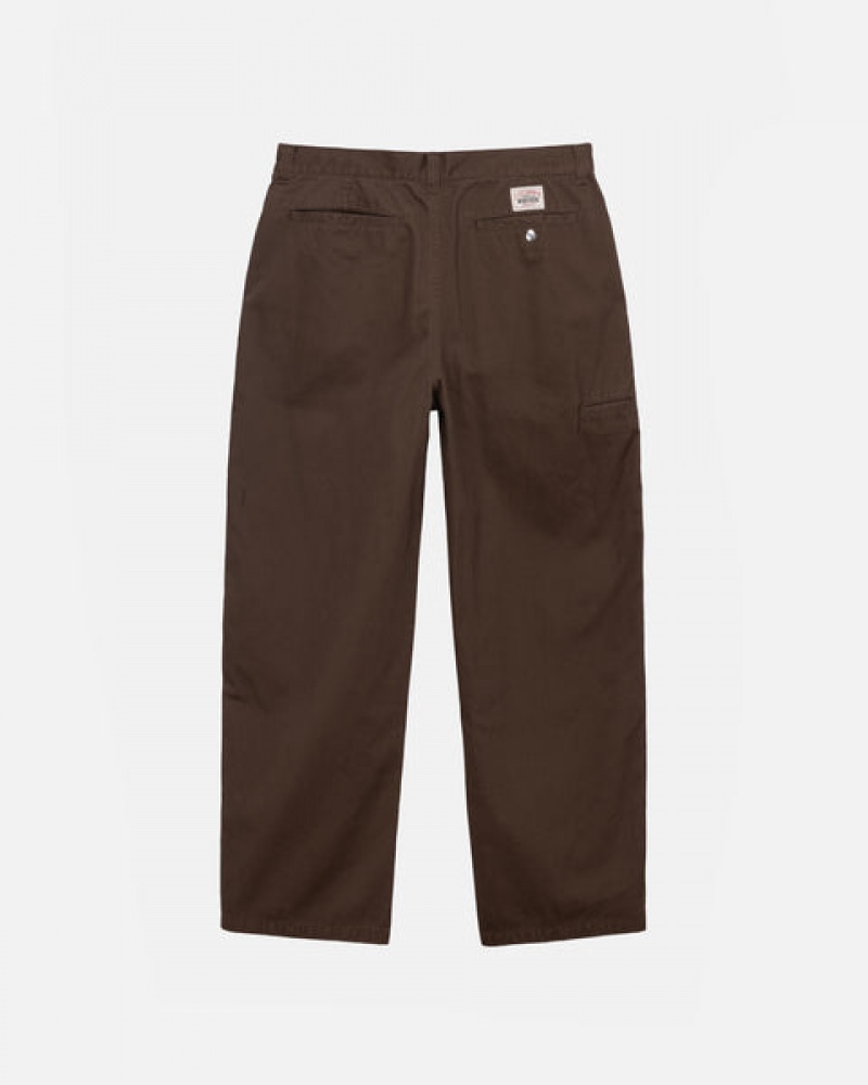 Men's Stussy Workgear Trouser Twill Pants Brown Ireland | ABH-7145