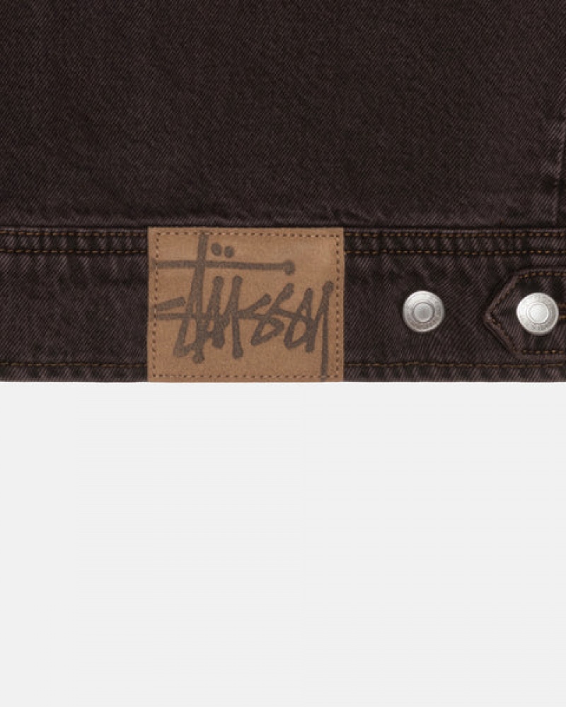 Men's Stussy Zip Work Jacket Denim Black Ireland | NEA-9667