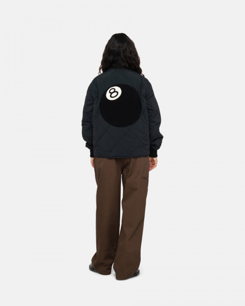 Women's Stussy 8 Ball Quilted Liner Jackets Black Ireland | FVW-6556